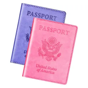 2-Pack Herain Passport Holder Cover Wallet Case