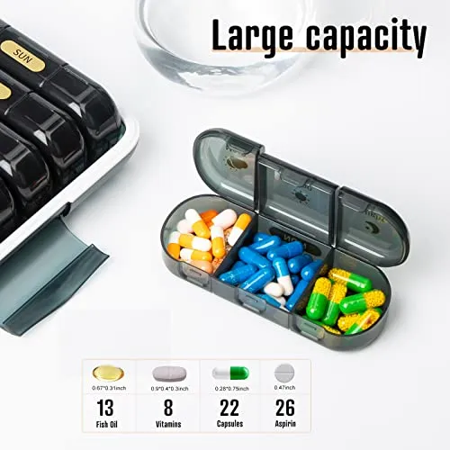 7 Day Pill Organizer 3 Times a Day Travel Weekly Pill Organizer Large Pill Box 7 Day Medicine Organizer Box Pill Case