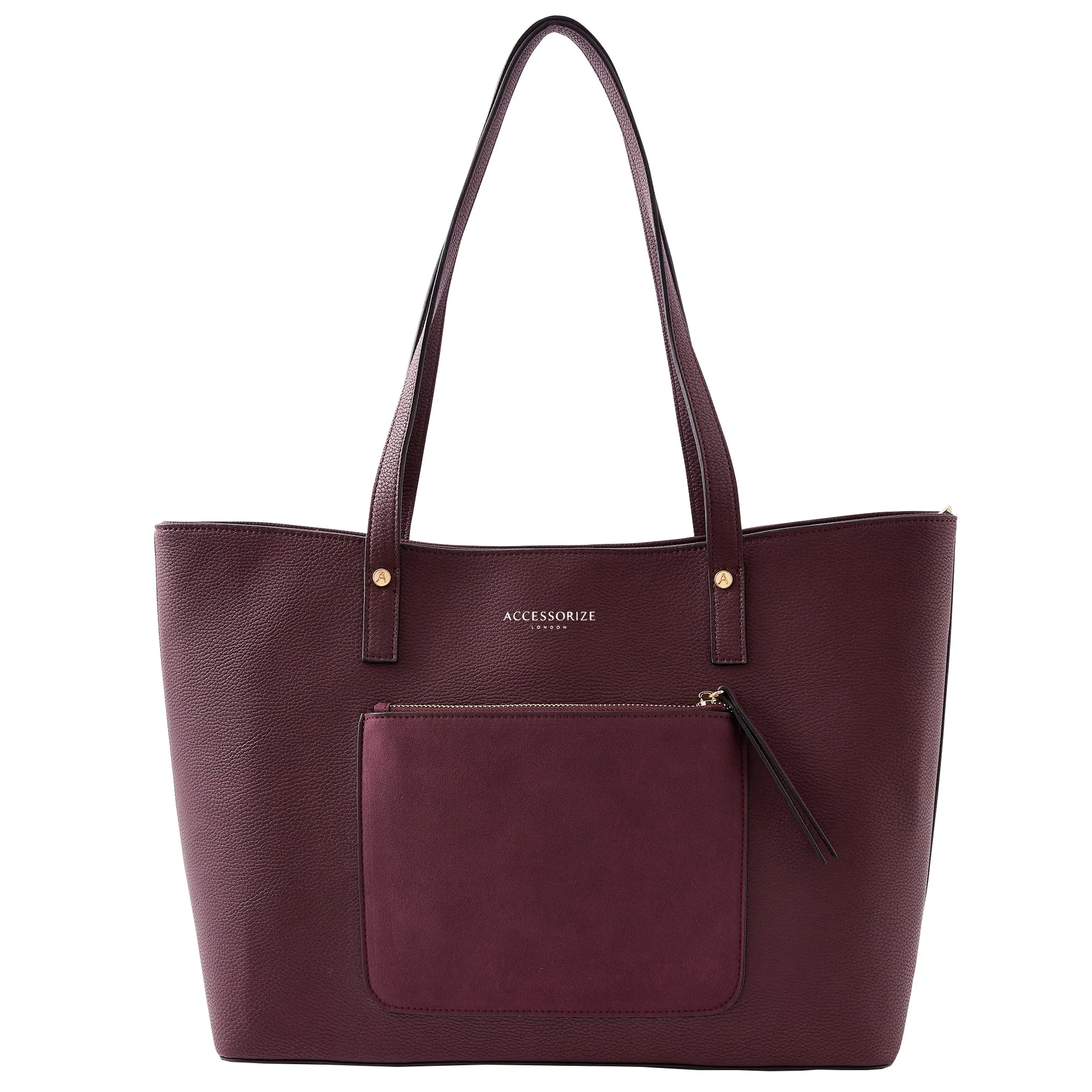 Accessorize London Women's Faux Leather Burgundy Eleanor Tote Bag