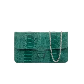 Accordion Crossbody Wallet in Brilliant Green Ostrich Leg by Cape Cobra