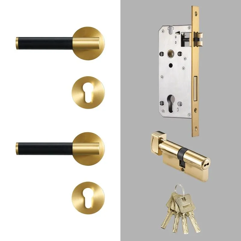 AMINTA / Solid Brass & Leather Lever Door Handles