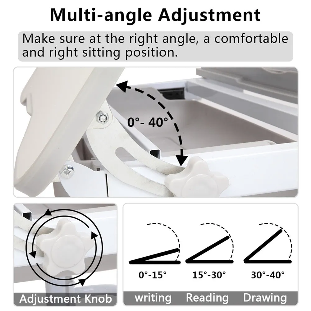 AMYOVE 70cm Kids Desk Chair Set Height Adjustable Children Study Desk Gray