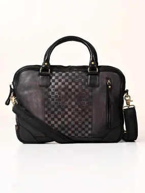 Art N Vintage Slider : Real Black Leather Laptop Bag