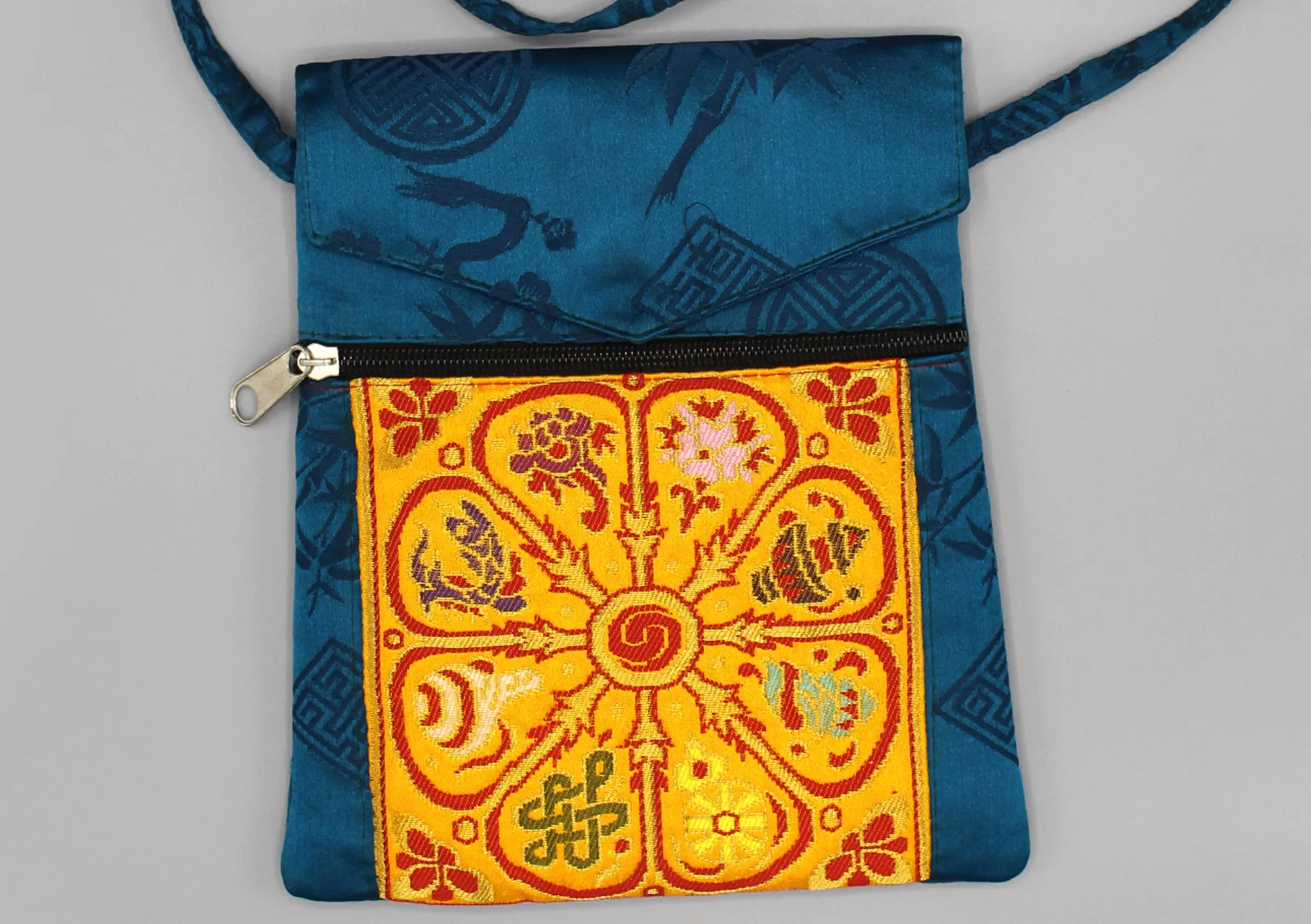 Auspicious Symbol Brocade Side Carry Mobile Phone Bag