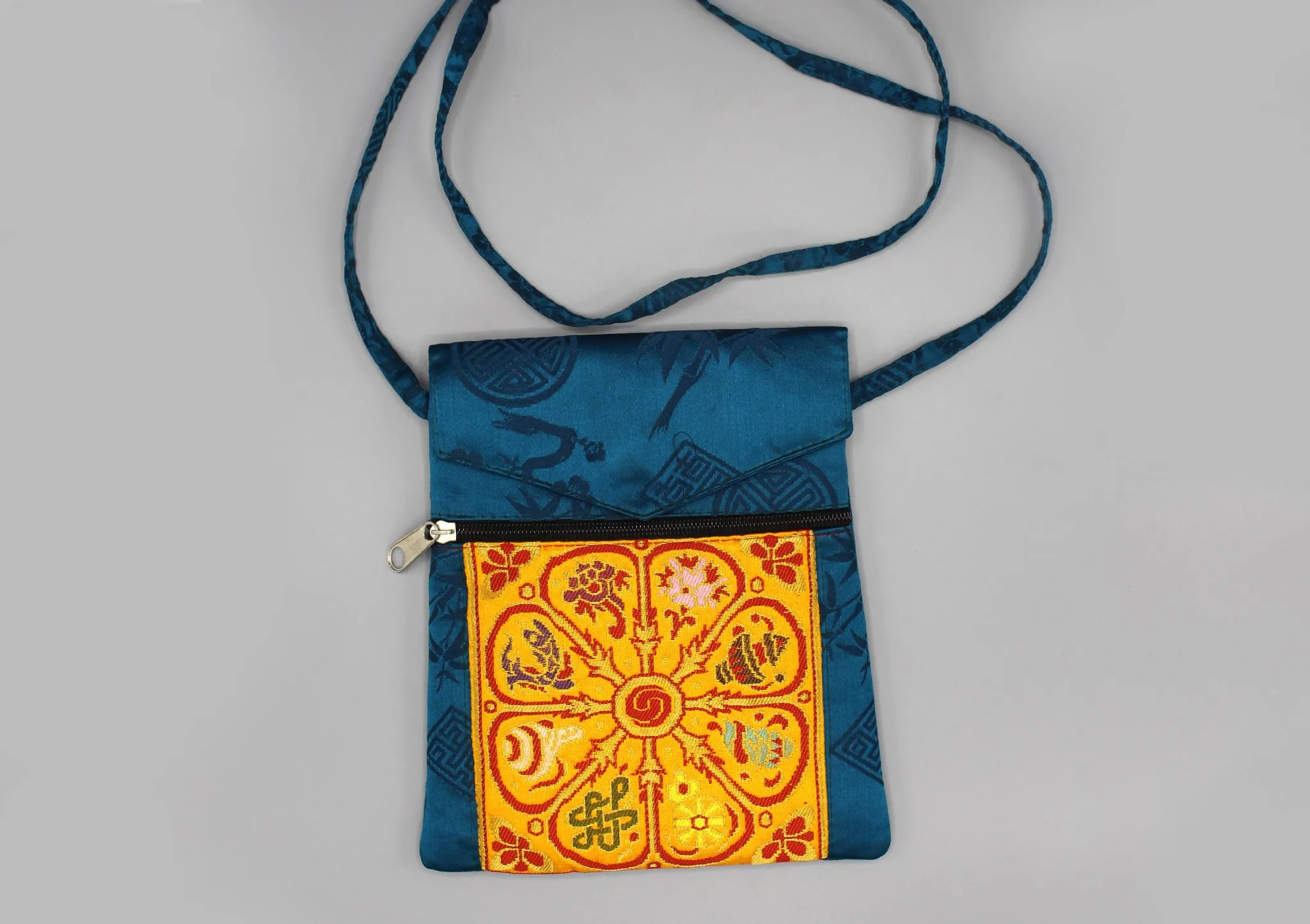 Auspicious Symbol Brocade Side Carry Mobile Phone Bag