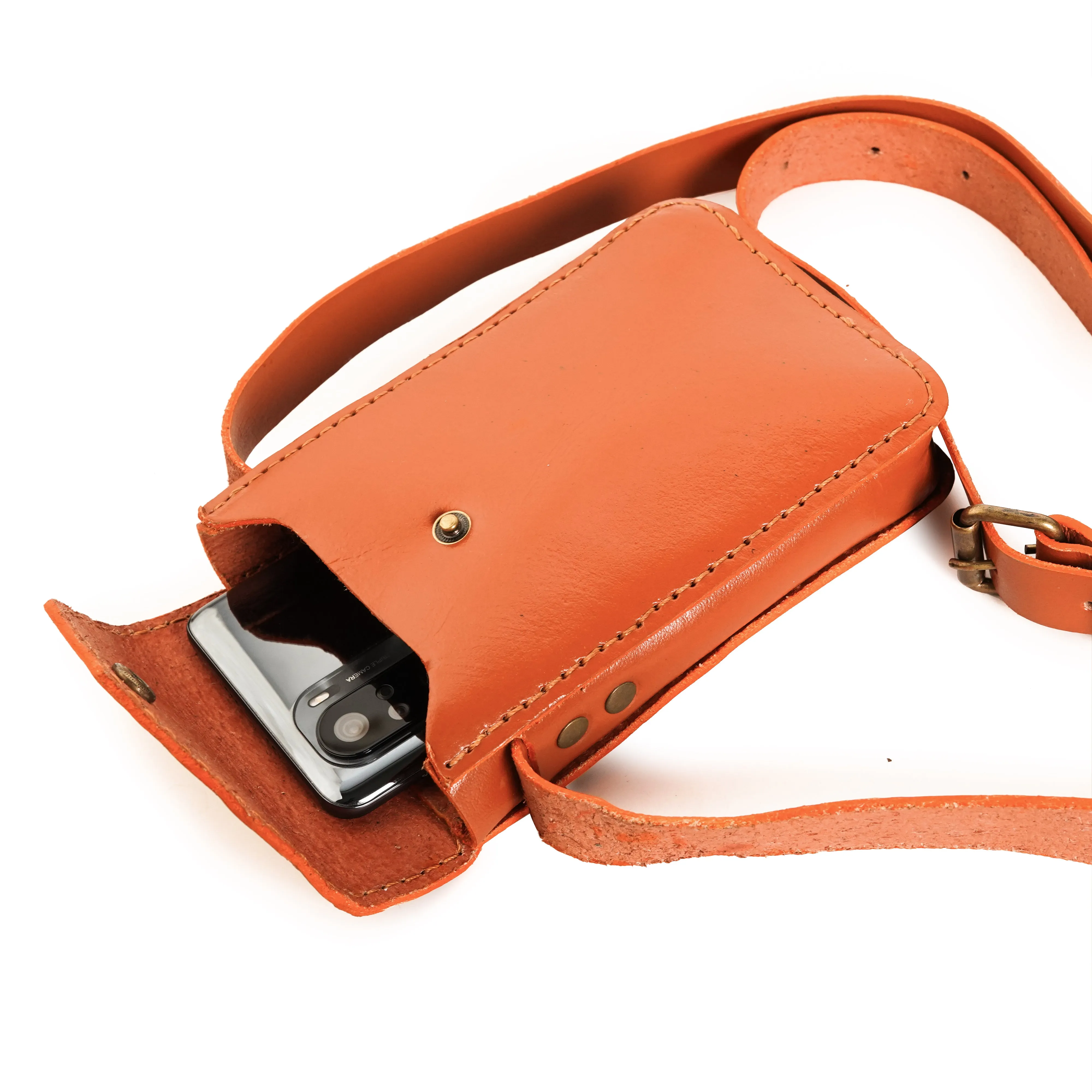 Authentic Leather Phone Holster with Shoulder Strap