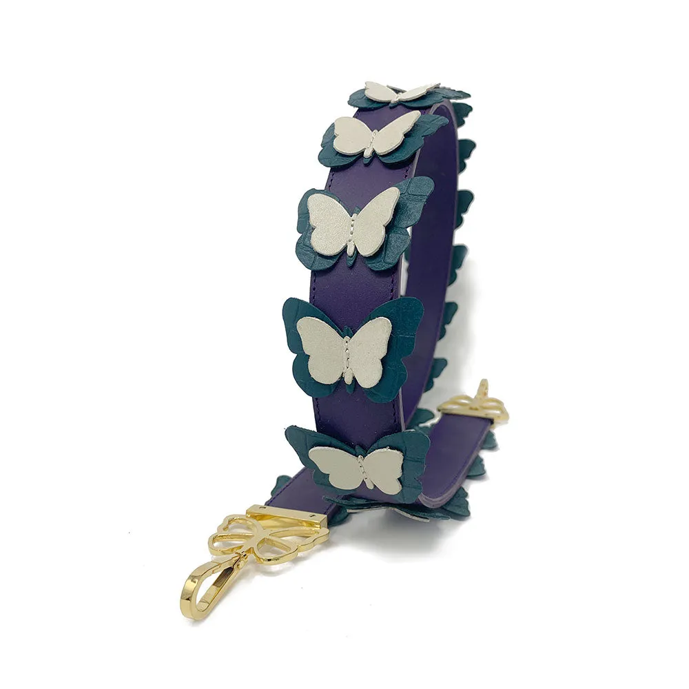 Bag Strap Butterfly Plum, Forest, Cream