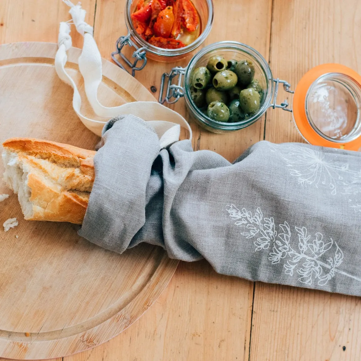 Baguette bag -  natural colour - wild flowers