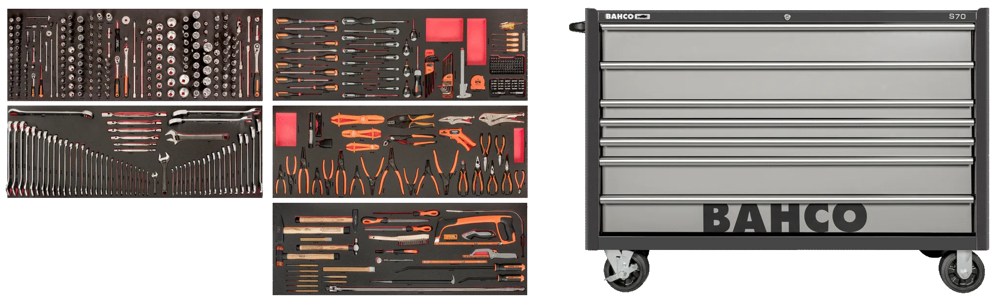 Bahco XXL 488pce Foam Inlay General Purpose Tool Kit with 53" Heavy Duty Tool Trolley