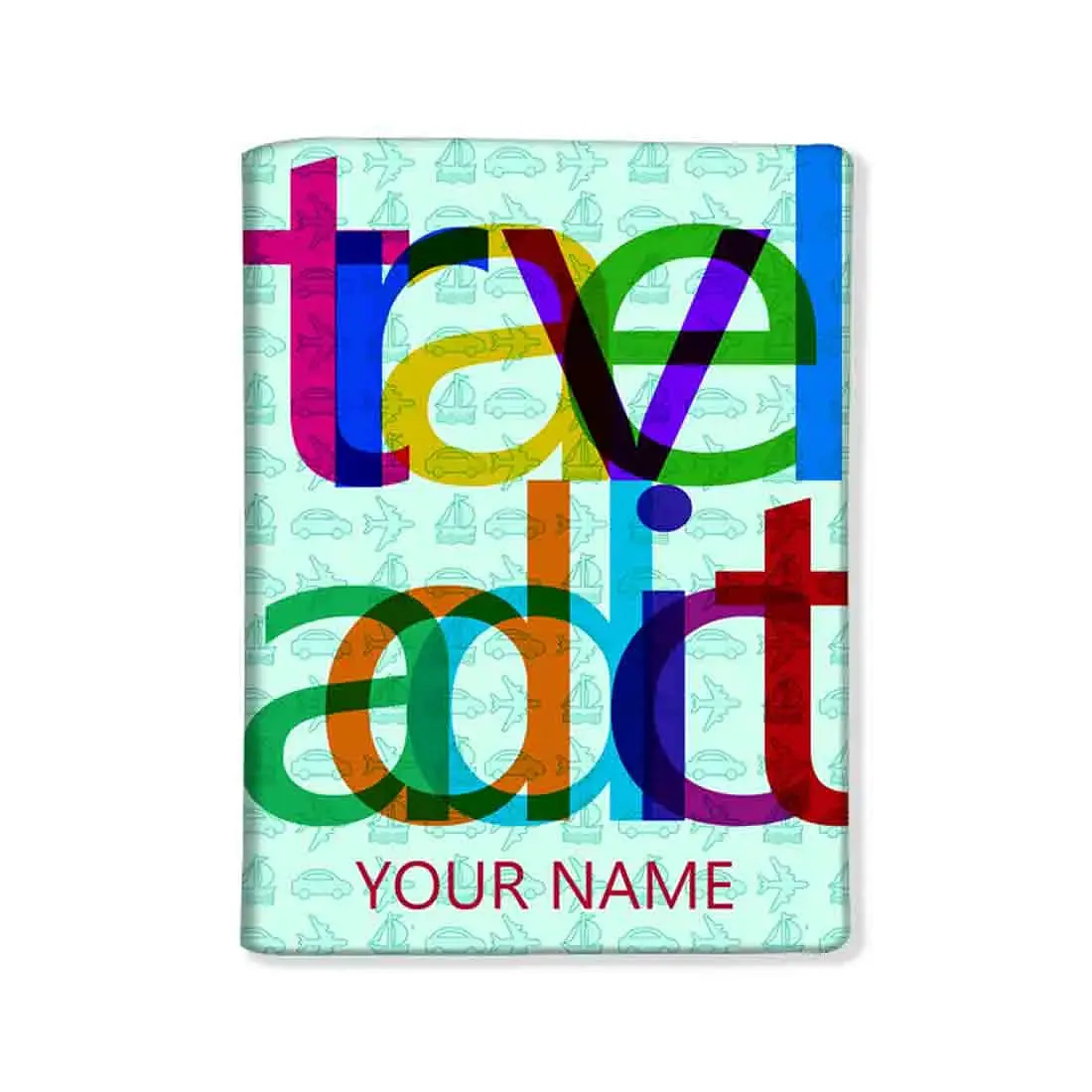 Beautiful Personalized Passport Cover -  TRAVEL ADDICT BLUE