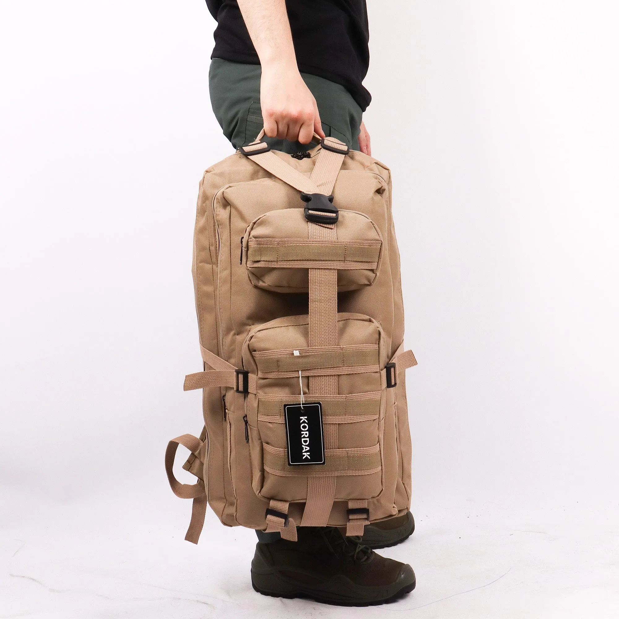 Beige Vertical Design Camping Mountaineer Backpack - 65 Liter Bag