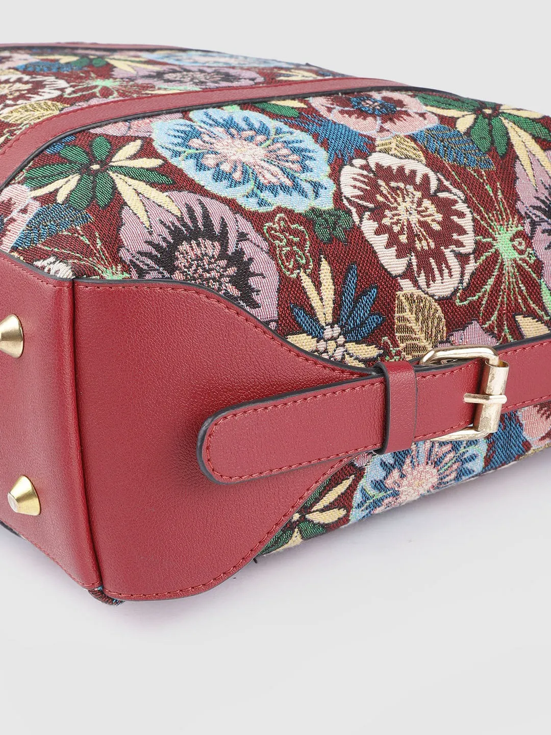 Berrylush Women Red & Blue Floral Printed Structured Regular Laptop Bags