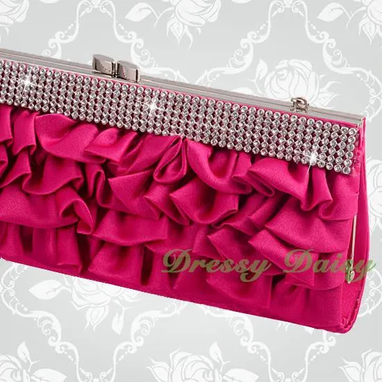 BG013 Diamante Satin Wedding Party Bridal Clutch Purse Bag Handbag Various Color