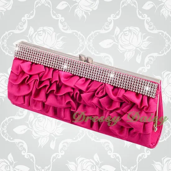 BG013 Diamante Satin Wedding Party Bridal Clutch Purse Bag Handbag Various Color