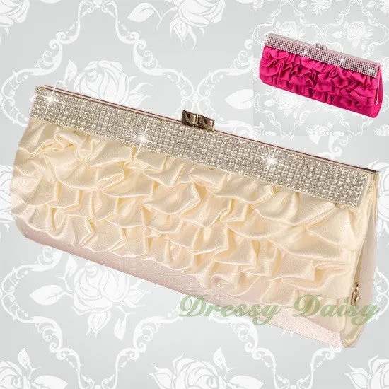 BG013 Diamante Satin Wedding Party Bridal Clutch Purse Bag Handbag Various Color