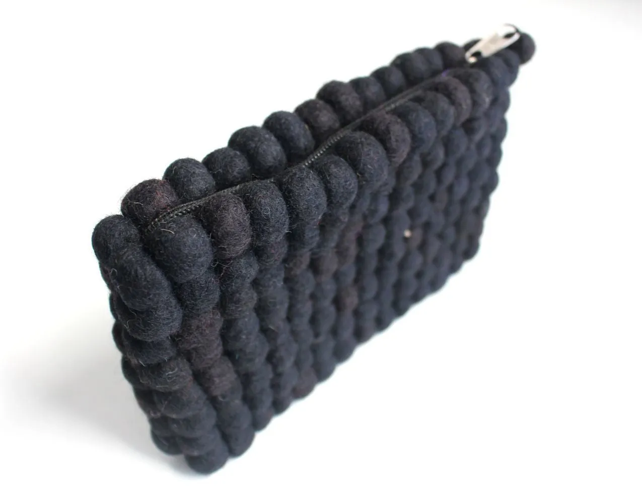 Black Felt Balls Women Clutch Purse