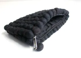 Black Felt Balls Women Clutch Purse