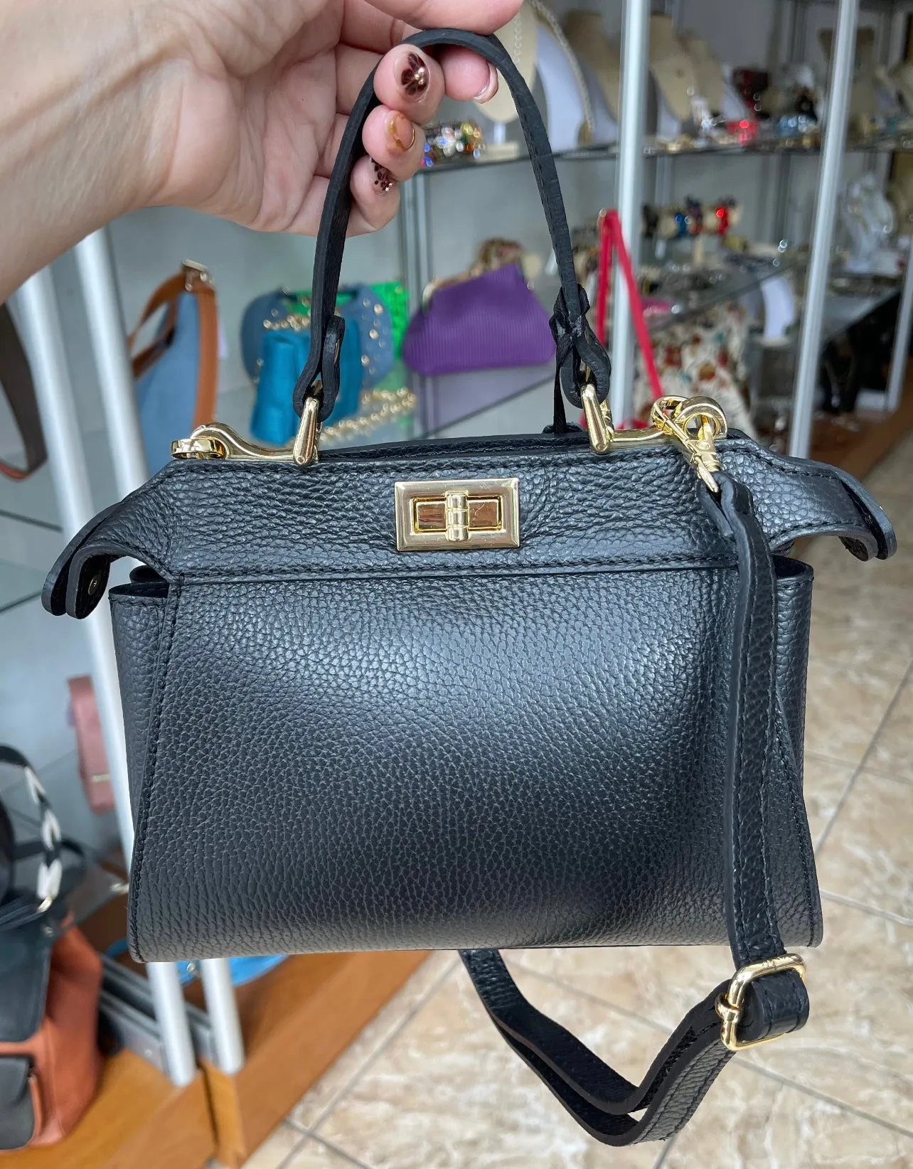 Black Leo Leather Mini Bag