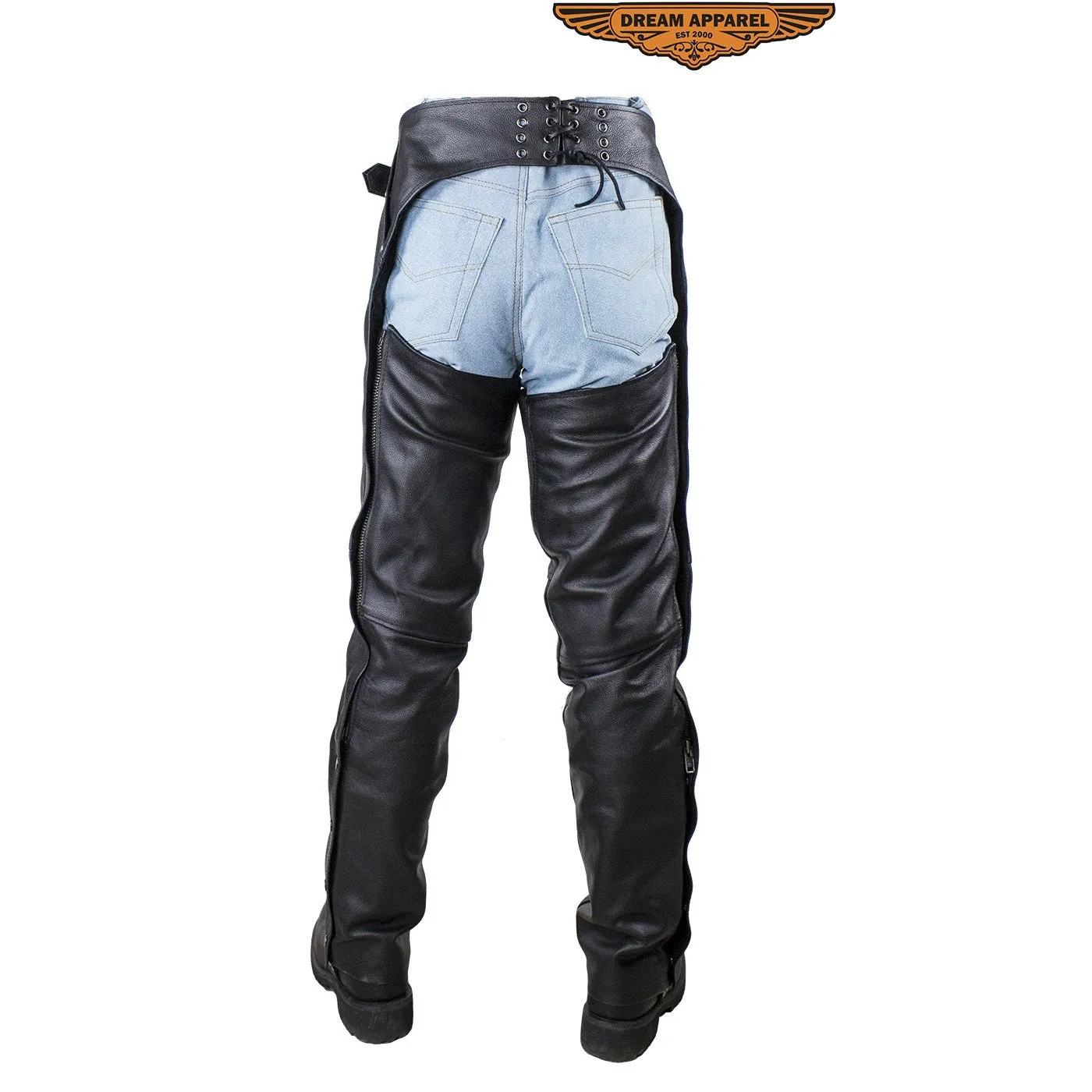 Black Multi-Pocket Buffalo Leather Chaps