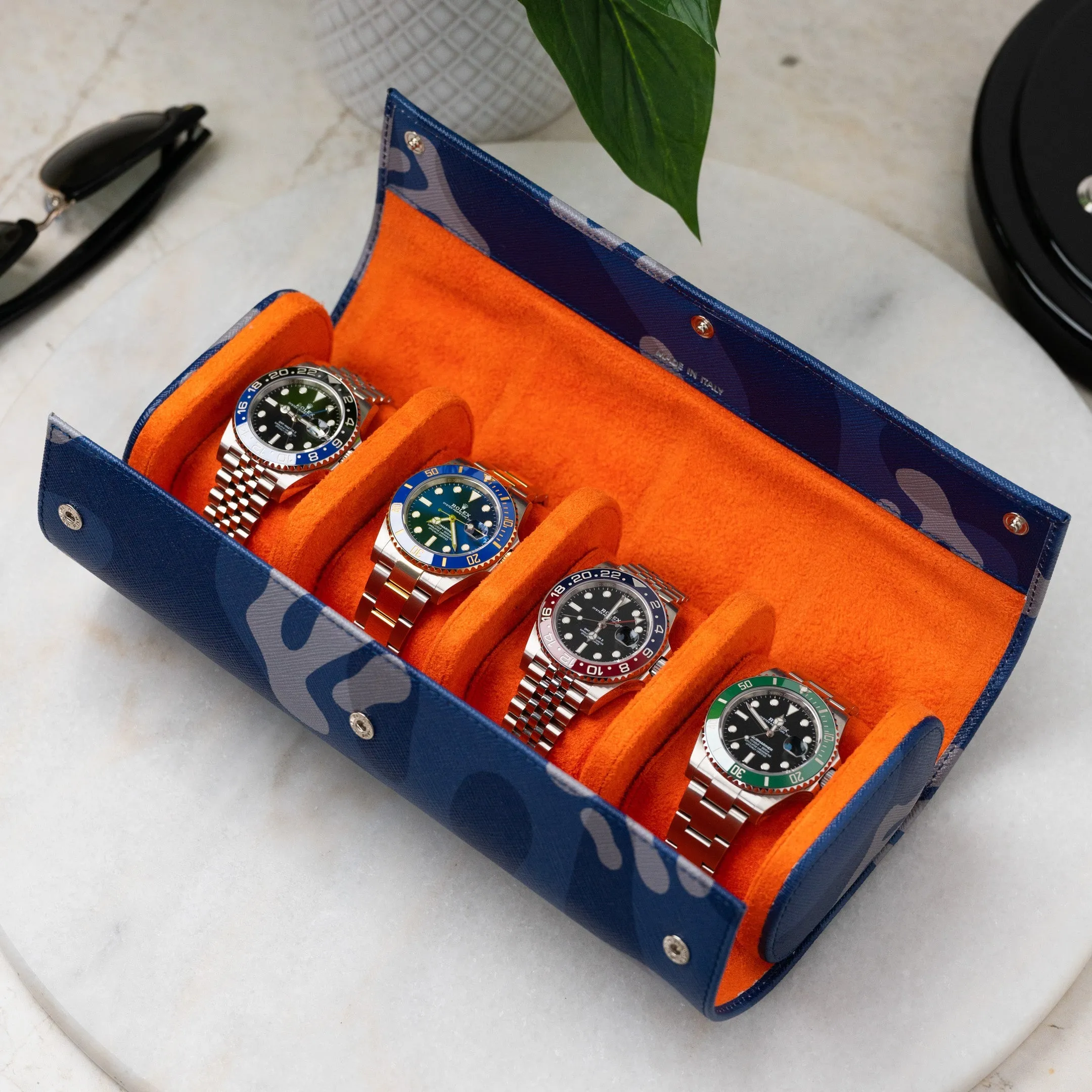 Blue Camo Watch Roll – Four Watches