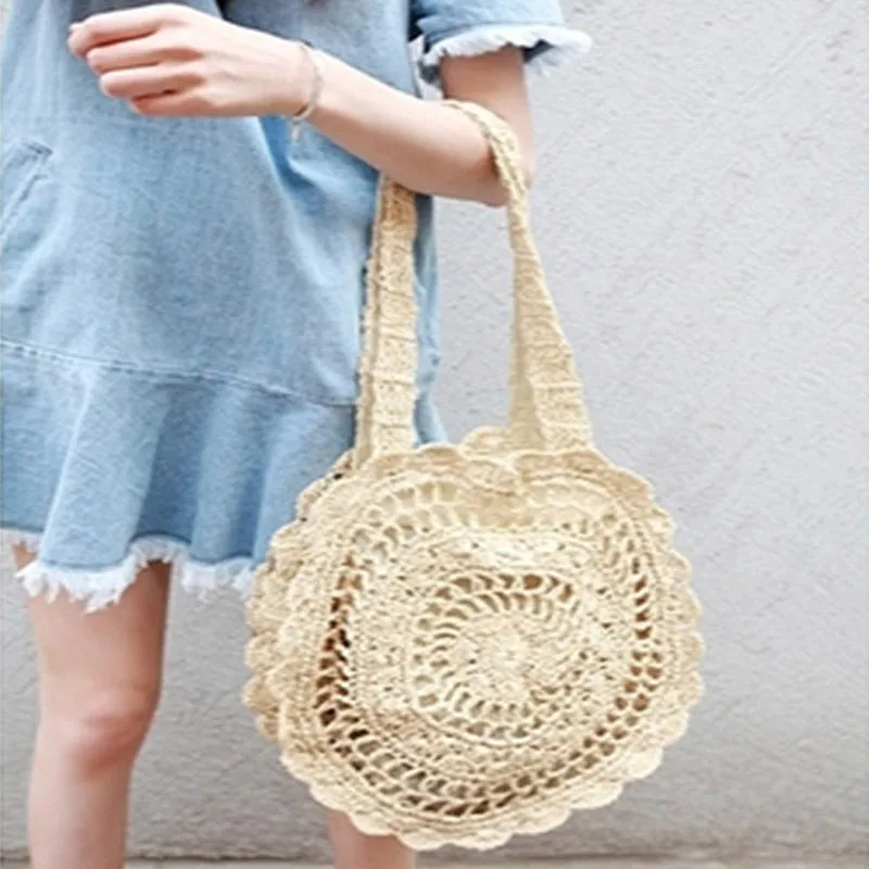 Bohemian Crisscross Hollow Out Straw Shoulder Bag