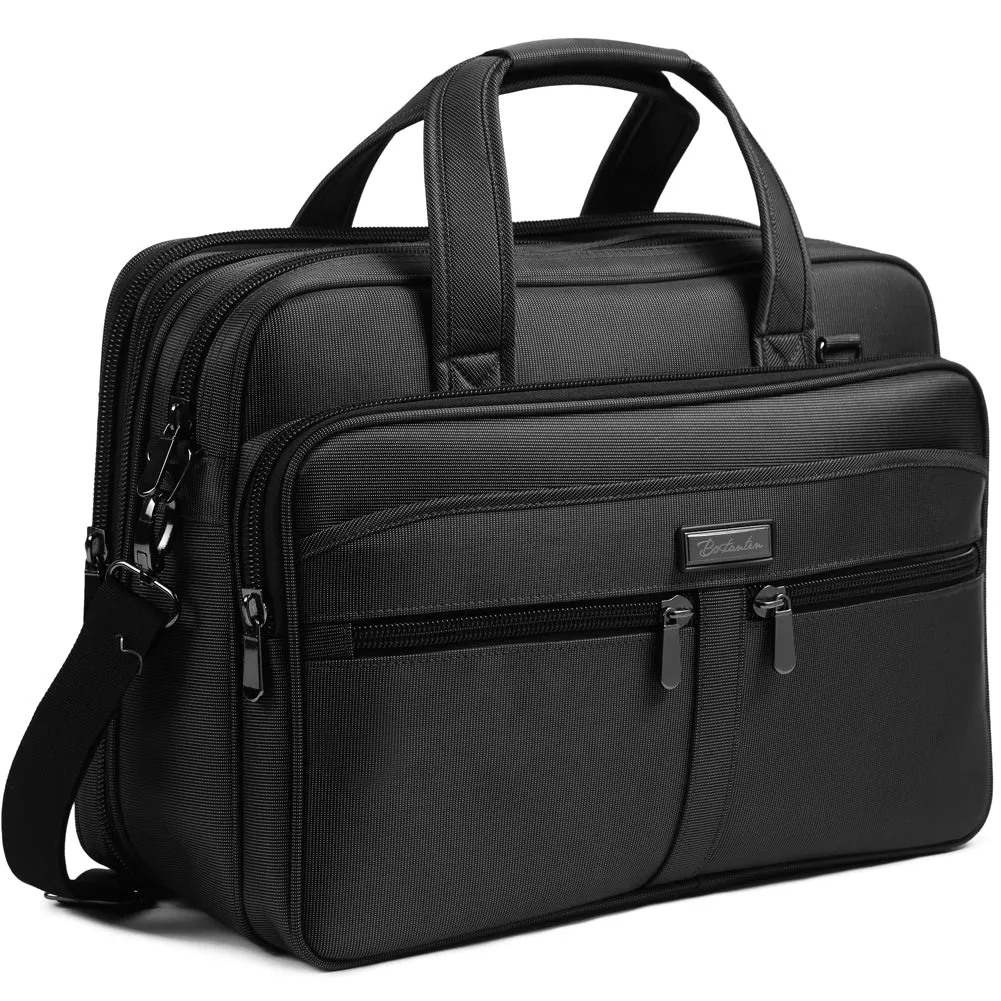 BOSTANTEN Laptop Bags 17 inch Briefcase for Men Nylon Water-resistant Large Business Travel Bag Black