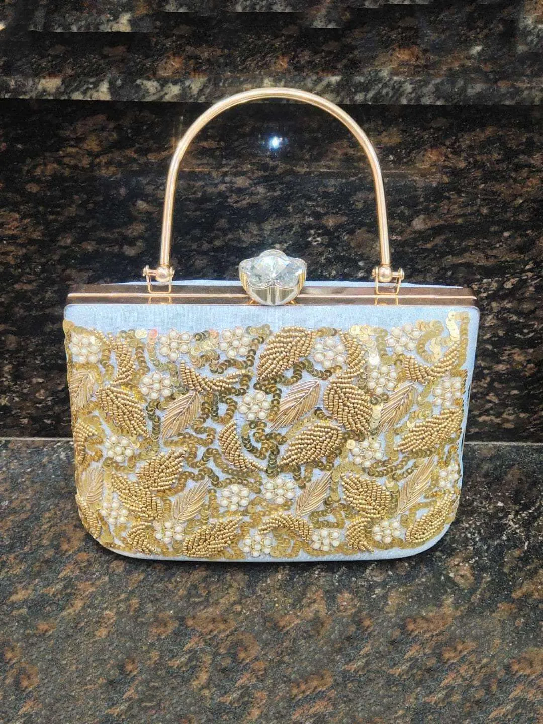 Bridal Embroidery Box Clutch