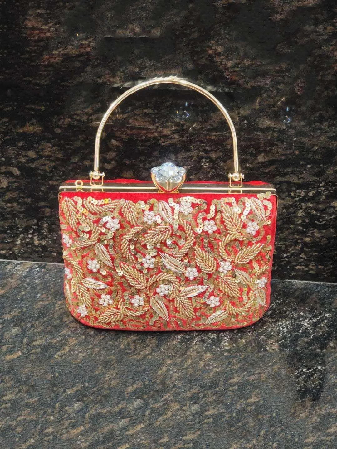 Bridal Embroidery Box Clutch