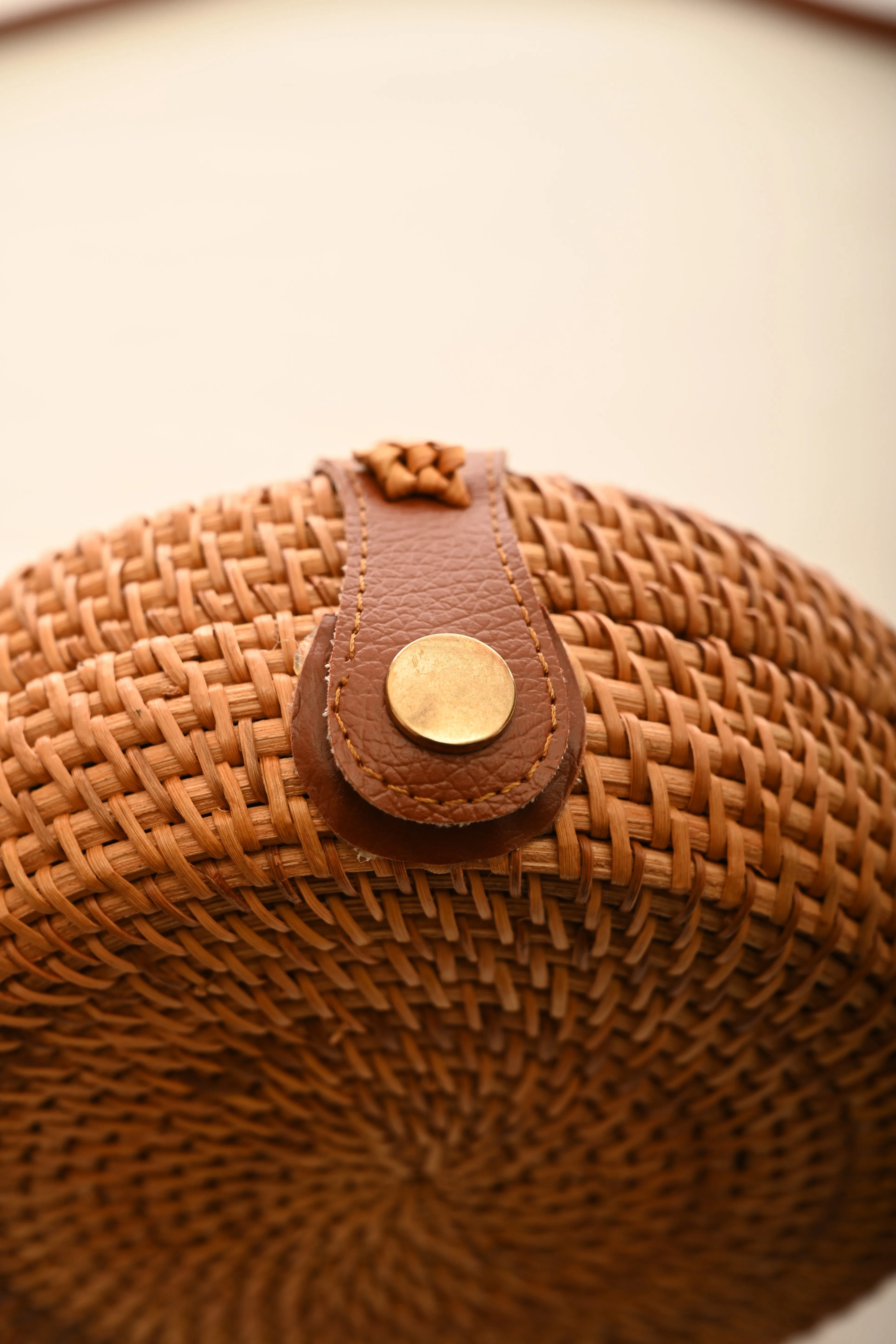 Brown Round Rattan Bag