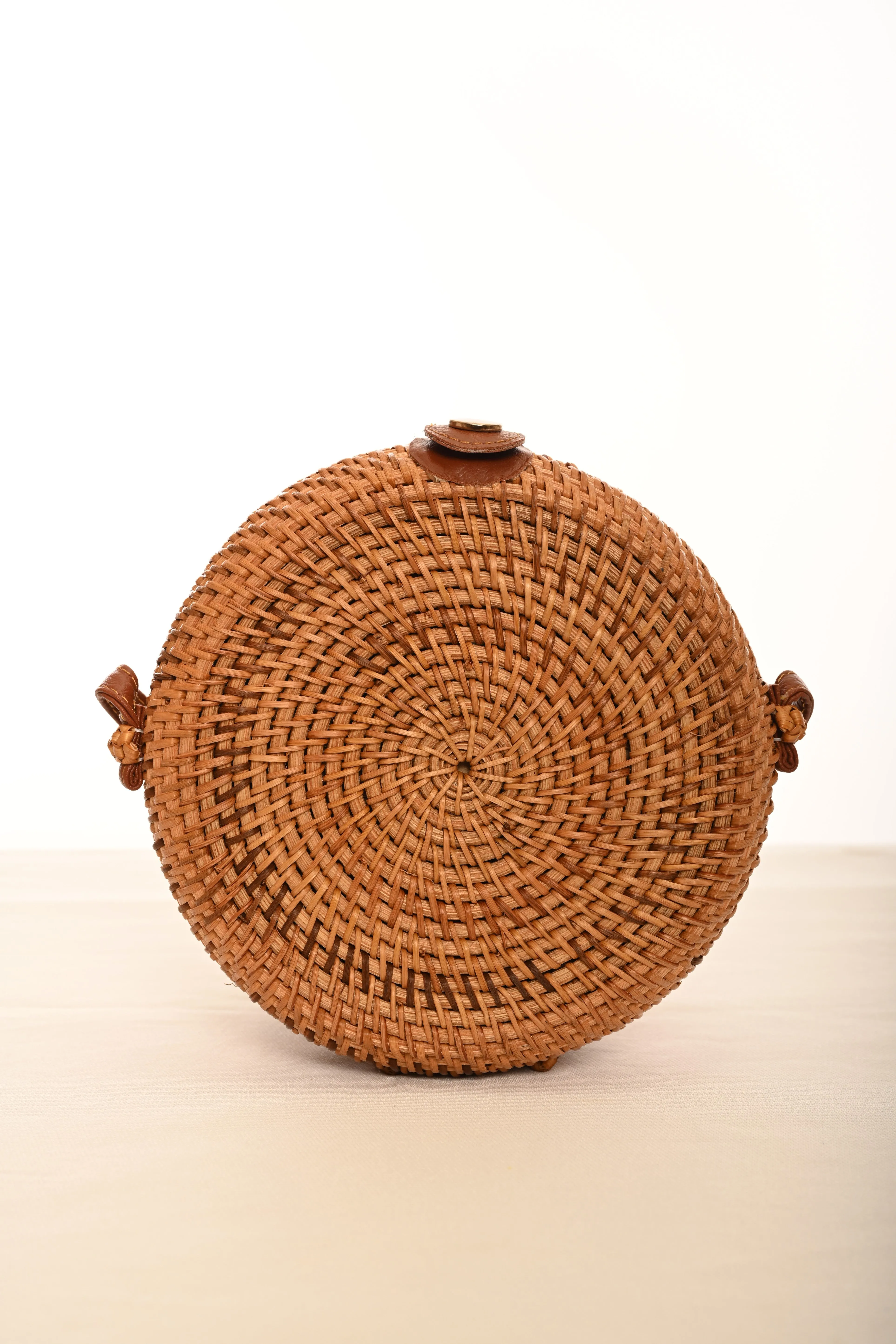 Brown Round Rattan Bag