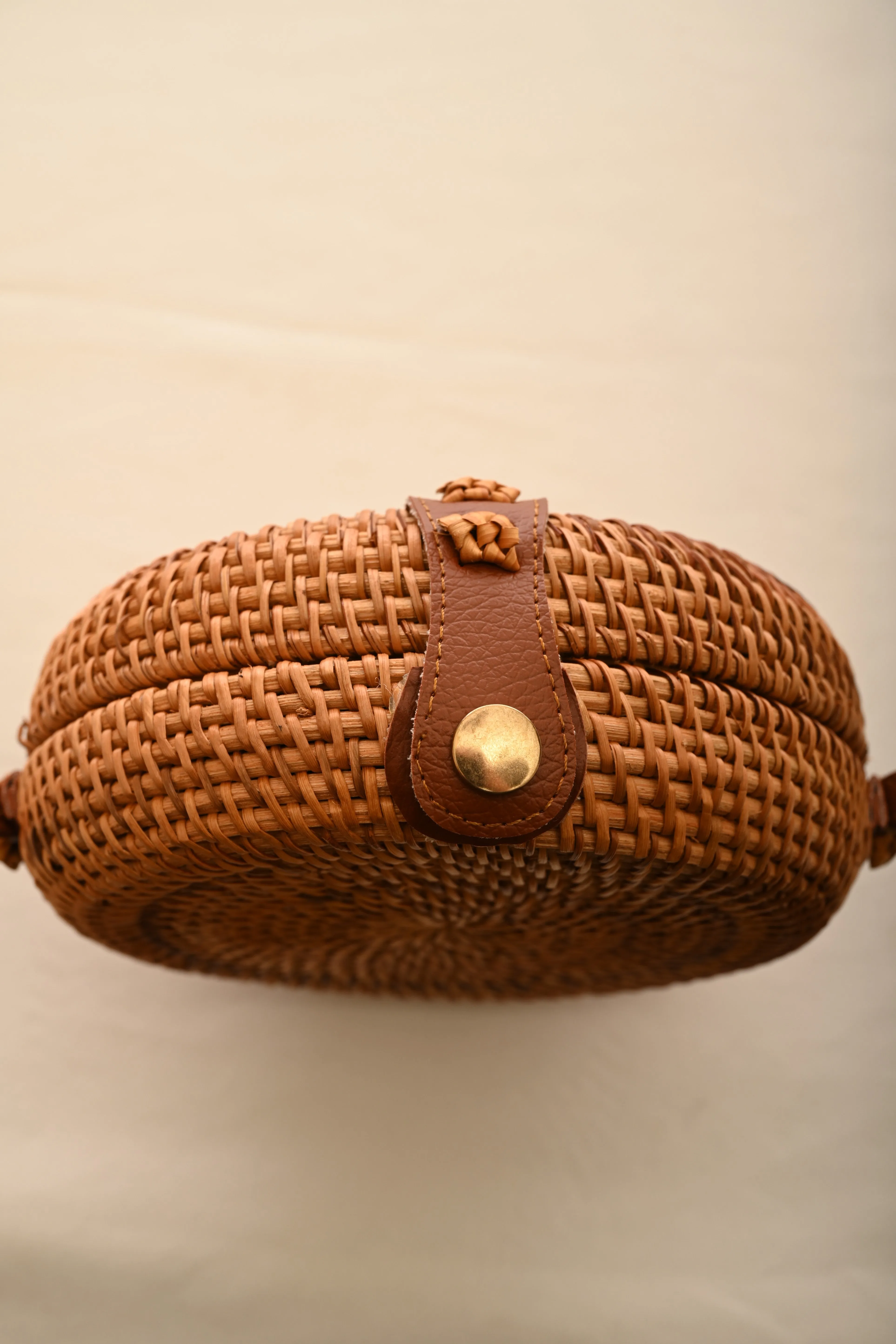 Brown Round Rattan Bag