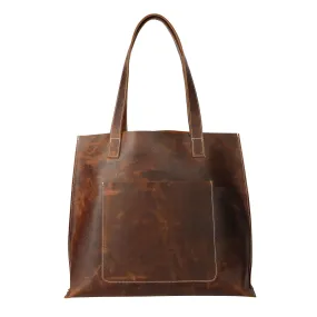 Brown Vintage Leather Tote Bag