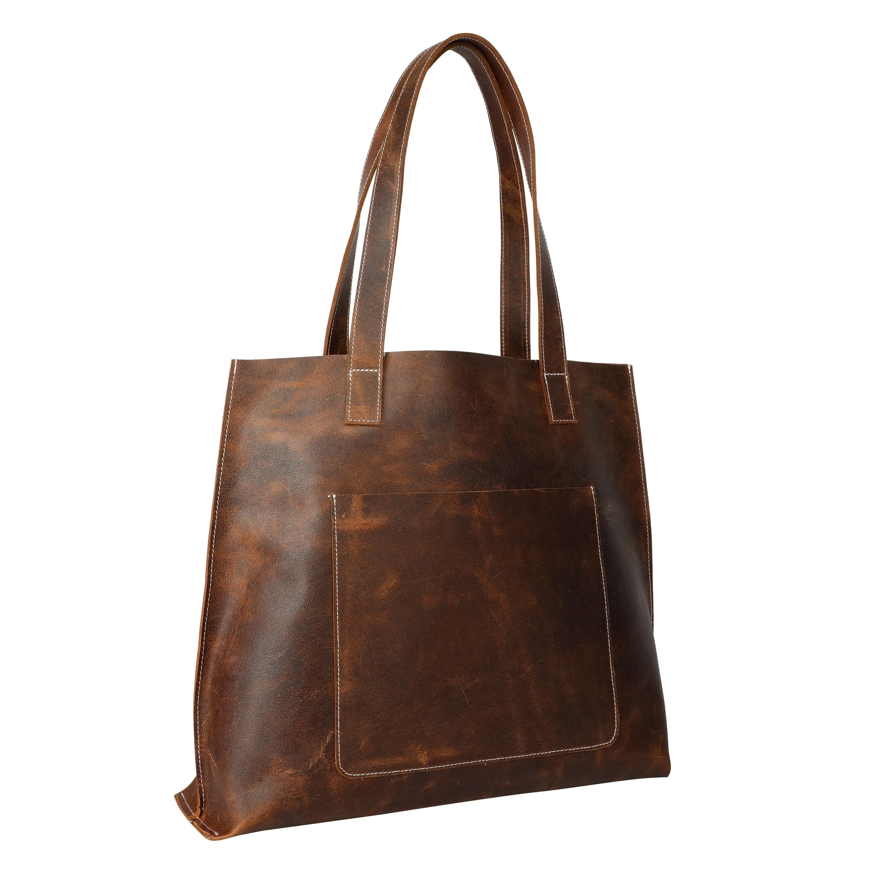 Brown Vintage Leather Tote Bag