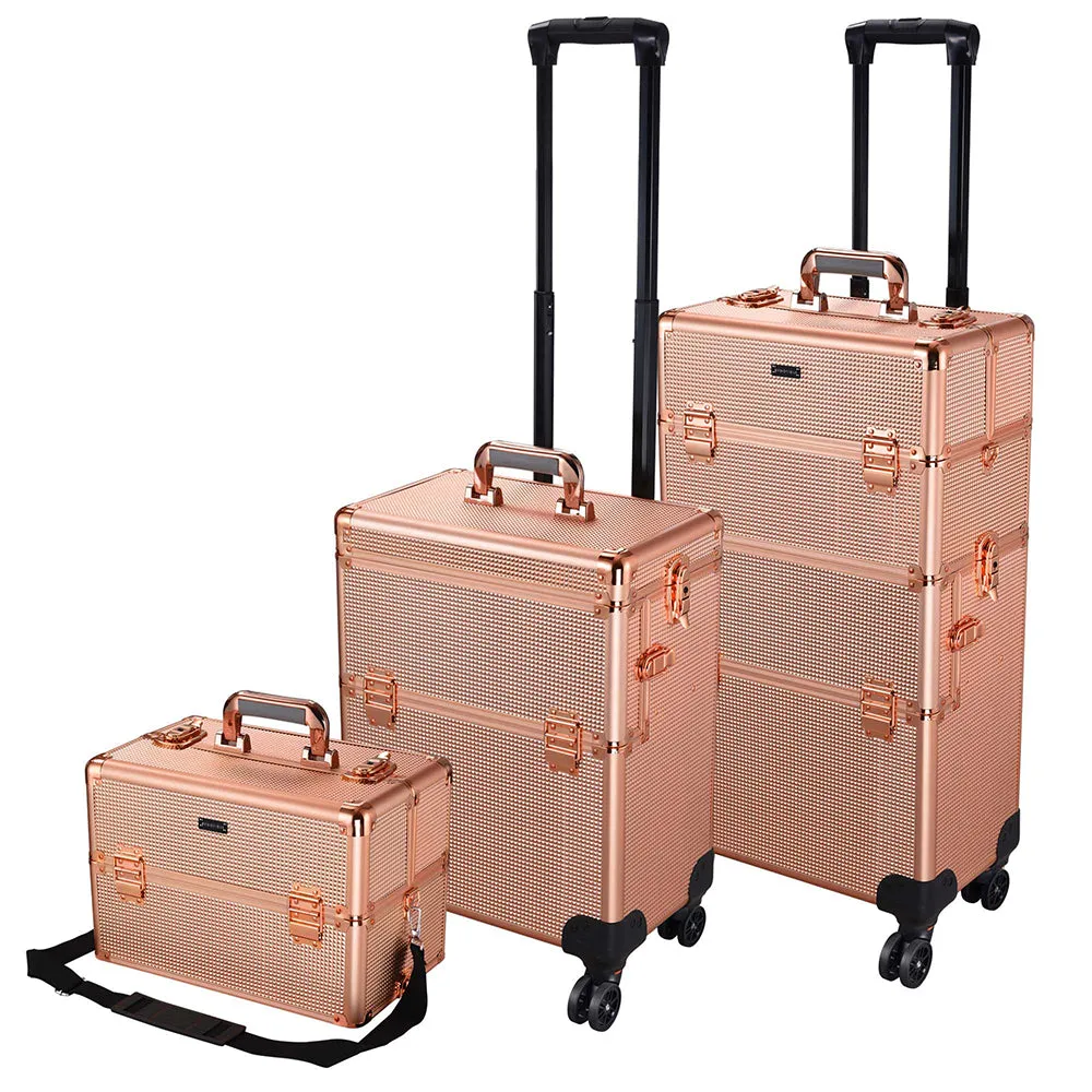 Byootique Rolling Makeup Case 2in1 Lockable Rose Gold