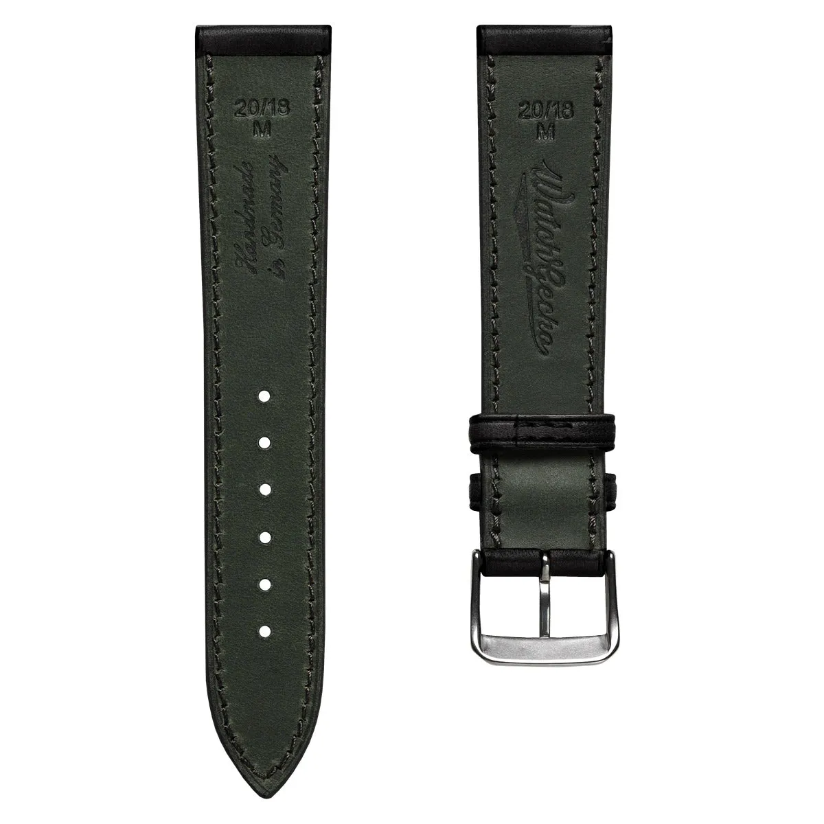 Camden Hand-Stitched Genuine Leather Watch Strap - Black