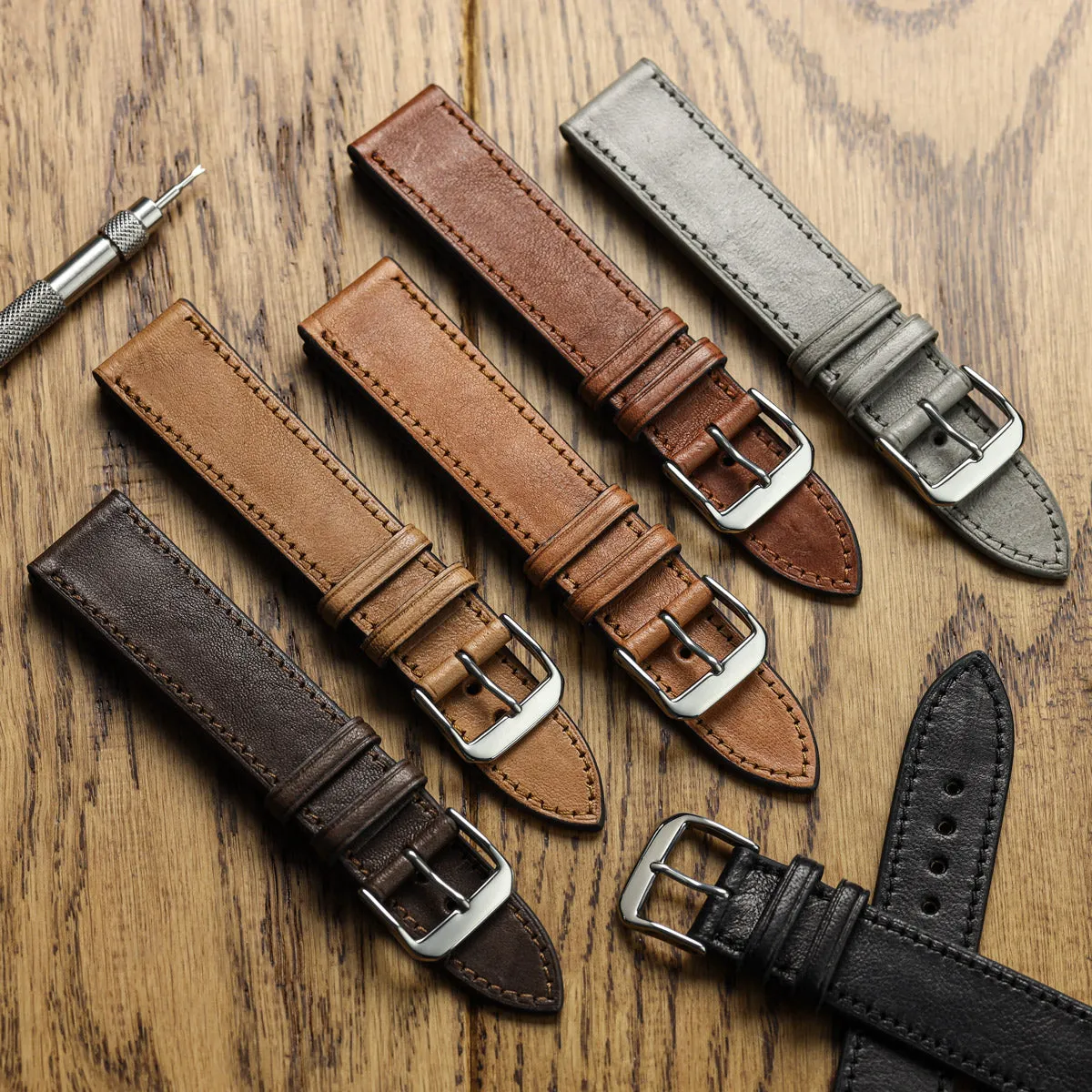 Camden Hand-Stitched Genuine Leather Watch Strap - Cognac