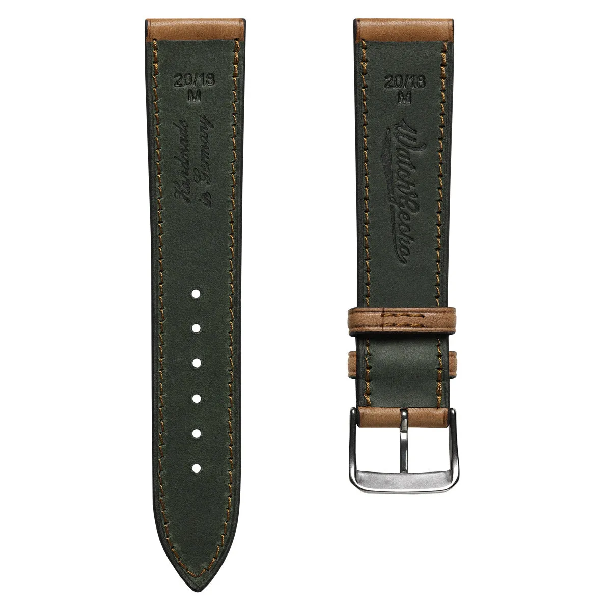 Camden Hand-Stitched Genuine Leather Watch Strap - Honey