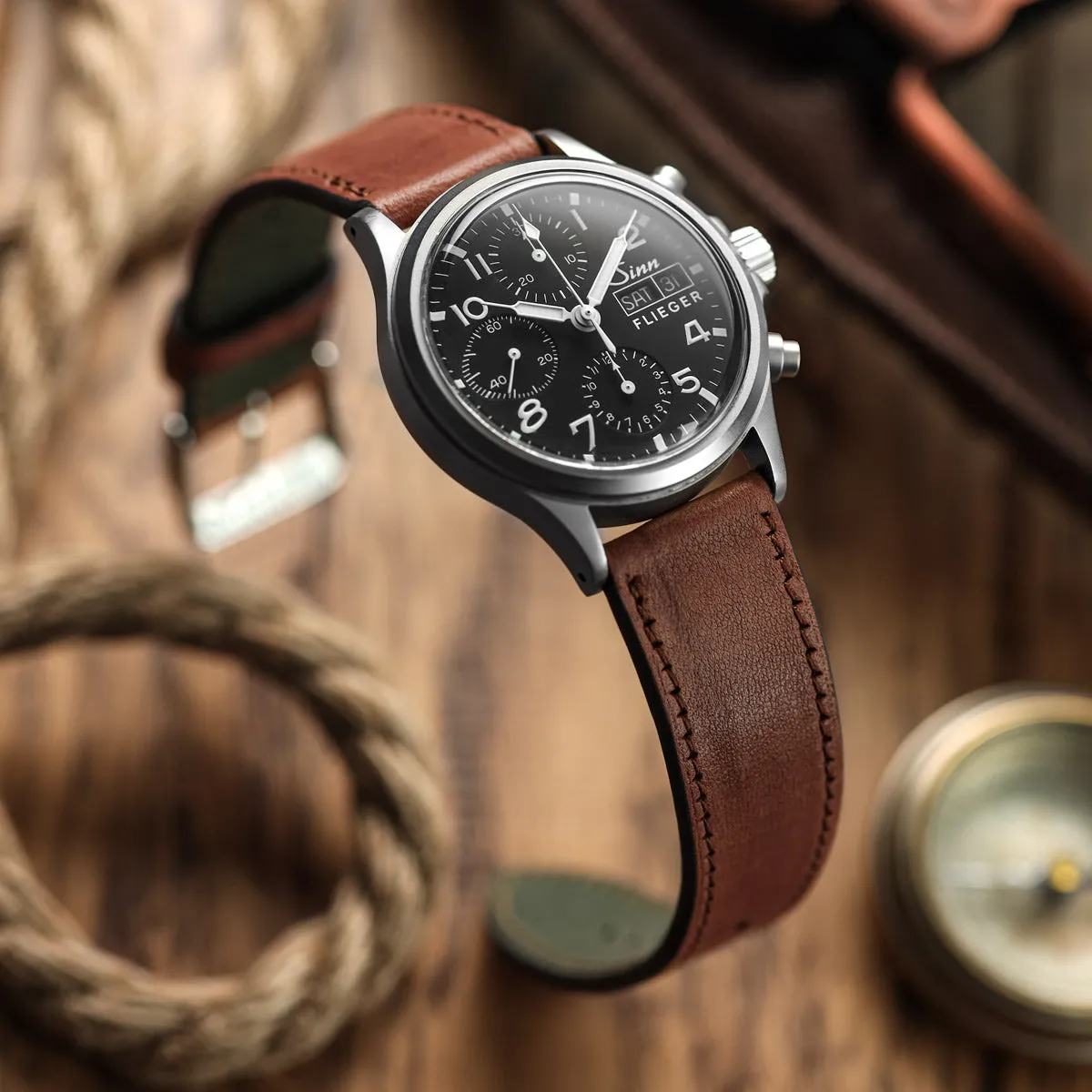 Camden Hand-Stitched Genuine Leather Watch Strap - Mahagony