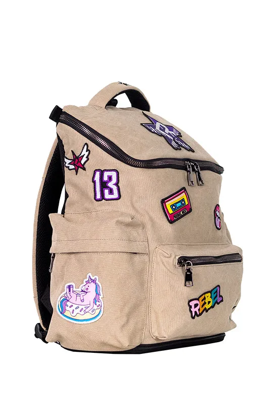 Camel Rebel Hero Backpack with Patches