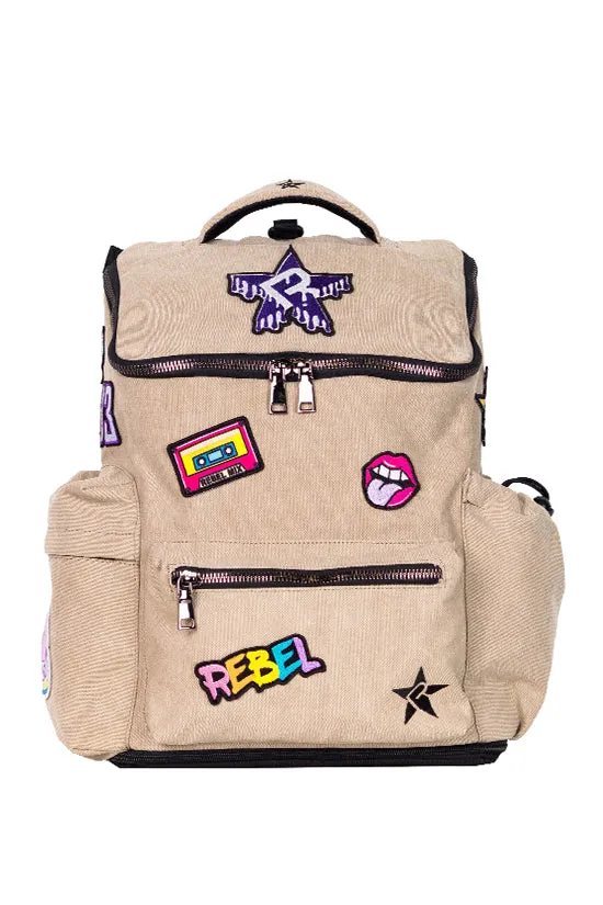 Camel Rebel Hero Backpack with Patches