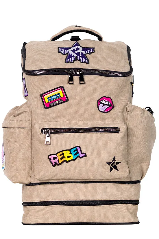 Camel Rebel Hero Backpack with Patches