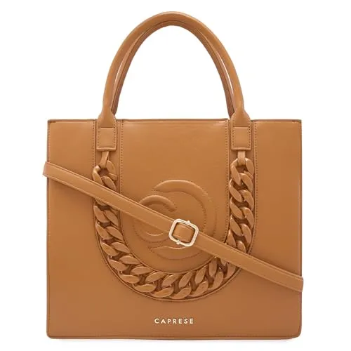 Caprese Roxana Tote Bag, Medium-Brown | Stylish Handbag for Women | Spacious, Versatile Office & Daily Essentials Tote | Top Zip Closure