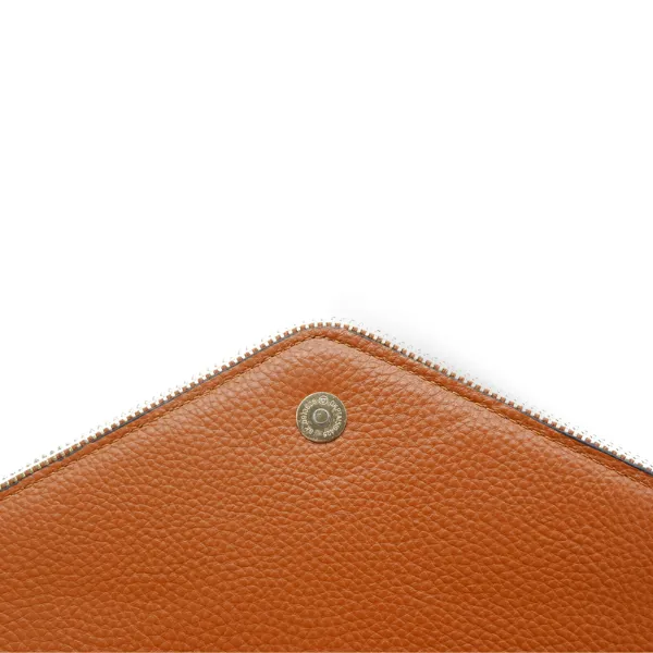 CASTLECRAG - Brown Genuine Pebbled Leather Clutch with Zipper Detailing