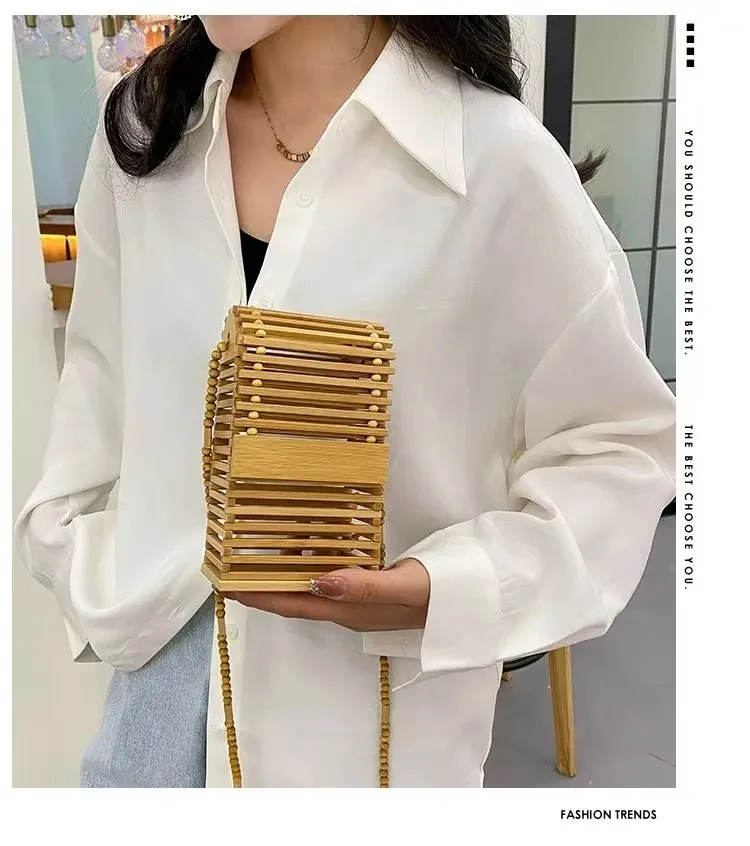 Chic Bamboo Crossbody Bag - Eco-Friendly Summer Phone Purse