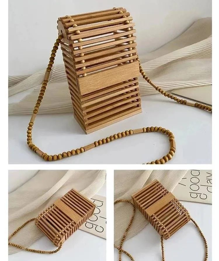 Chic Bamboo Crossbody Bag - Eco-Friendly Summer Phone Purse