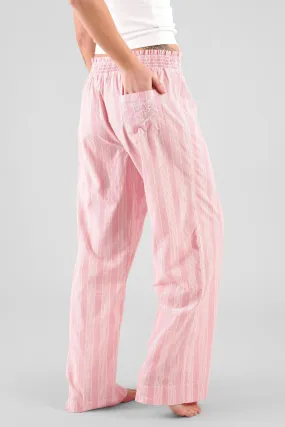 Chicory Striped Woven-Cotton Pyjama Trousers - Sunset Peach