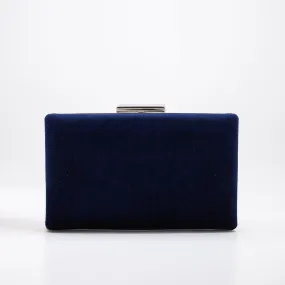 Clara - Dark Blue Suede Clutch