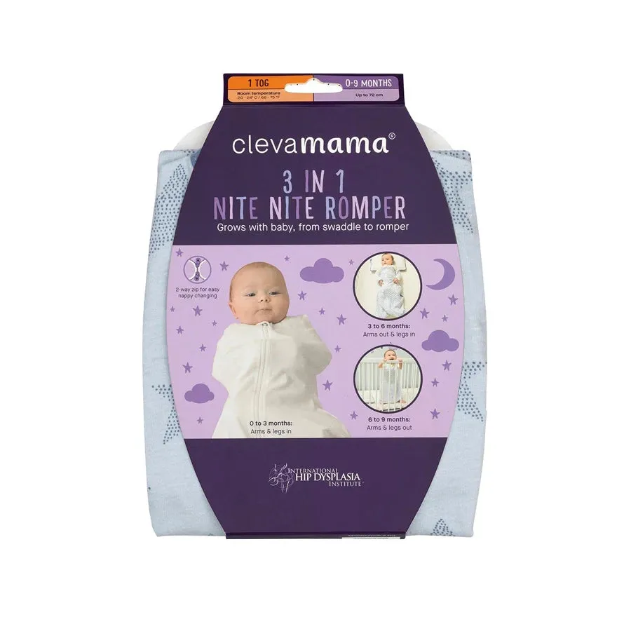 Clevamama 3-in-1 Nite Nite Romper 1 Tog (Blue)