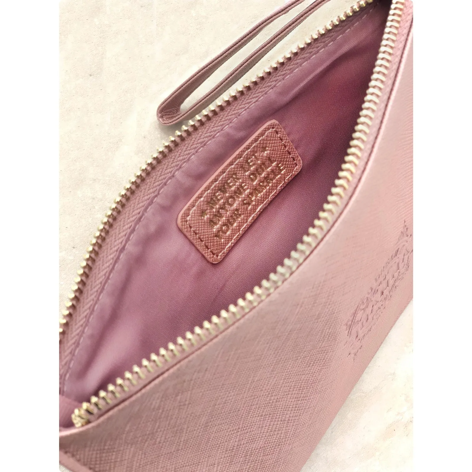 Clutch Bag With Handle & Embossed Text "Mary"