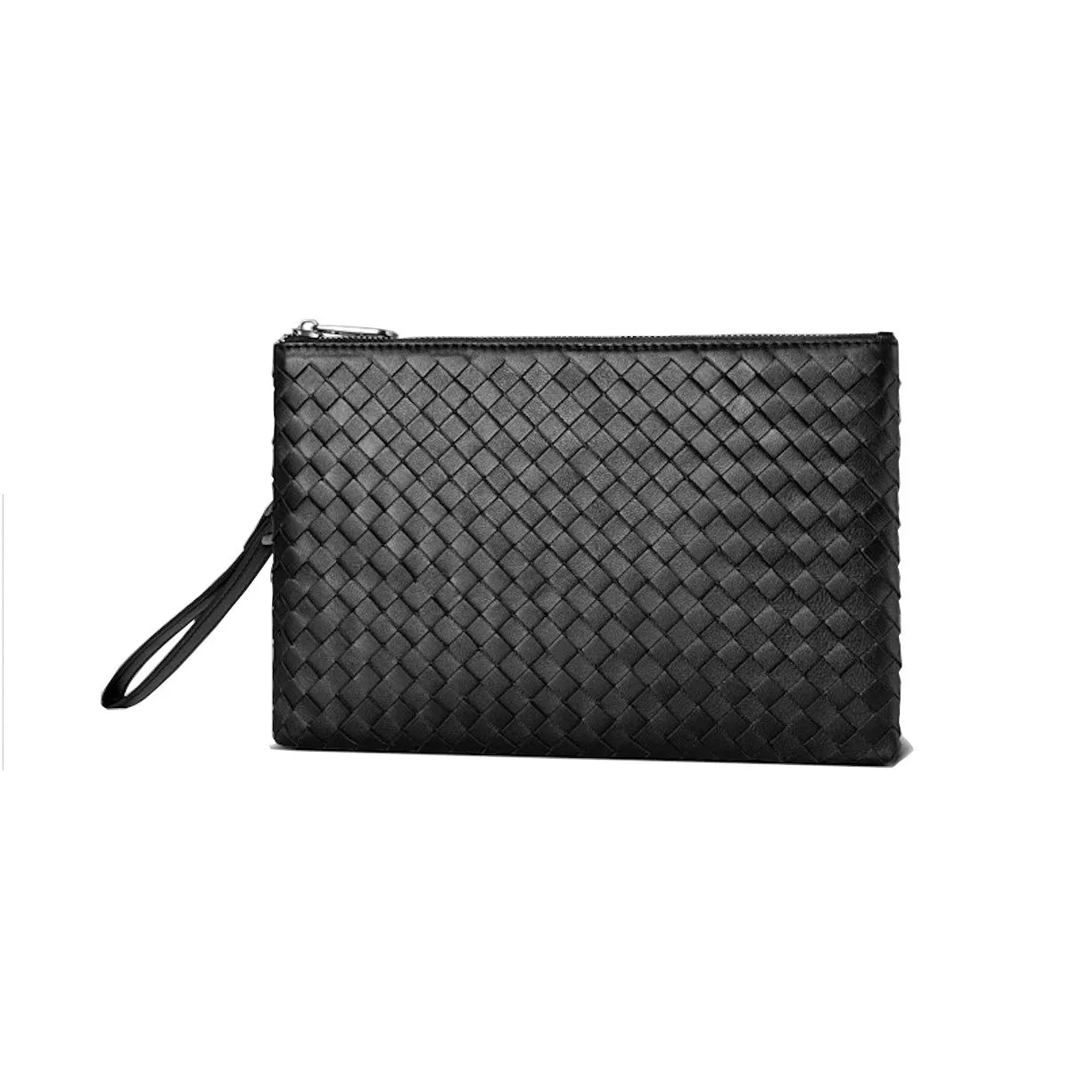 Clutch Tech Bag Black Woven Sheepskin Case - Small